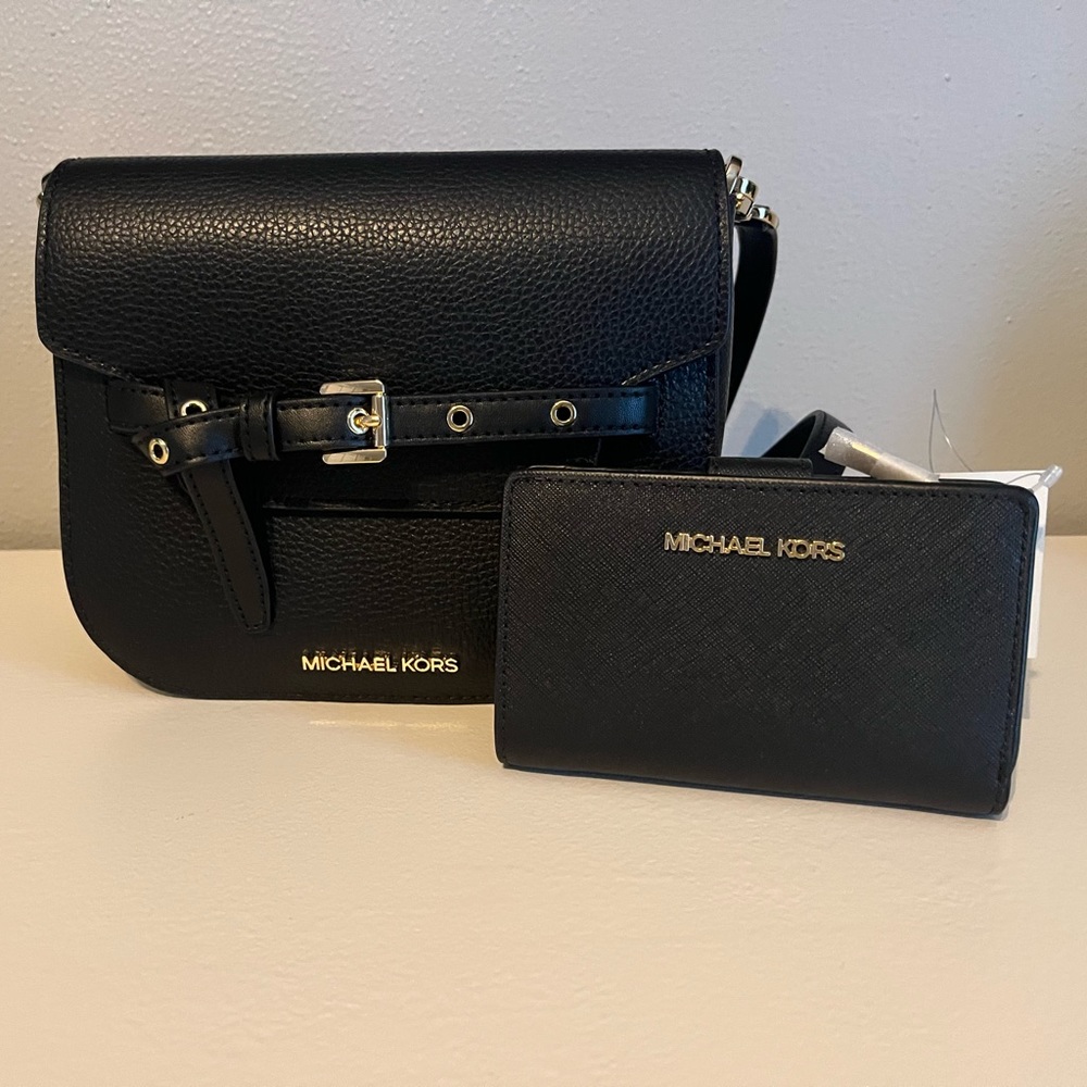 NEW Michael Kors Black Emilia Bag and Wallet